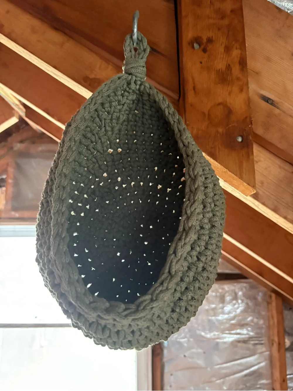 Handcrafted Blue and Cream Crochet Hanging Baskets - Home Accents